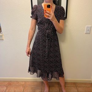 Madewell Button-Sleeve Wrap Midi Dress in Fieldwalk Floral